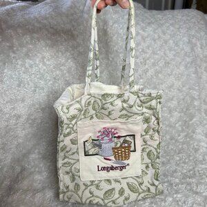 Vintage Longaberger Garden Scene Small Fabric‎ Tote